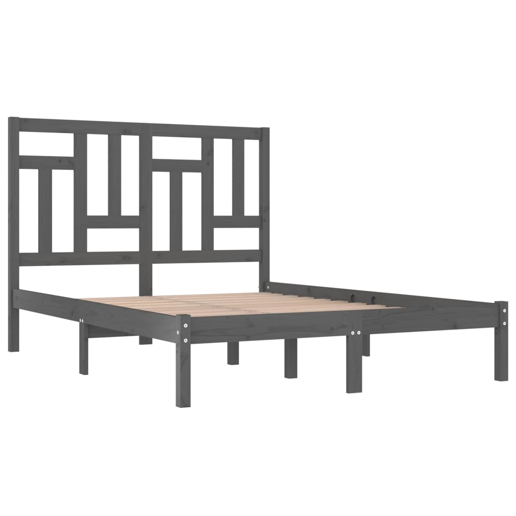 sengeramme 200x200 cm massivt fyrretræ grå