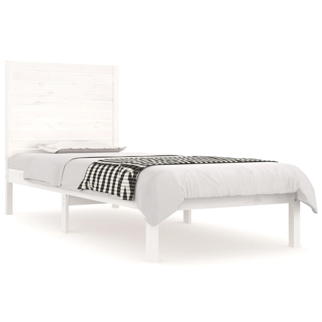 sengeramme 90x190 cm Single massivt træ hvid
