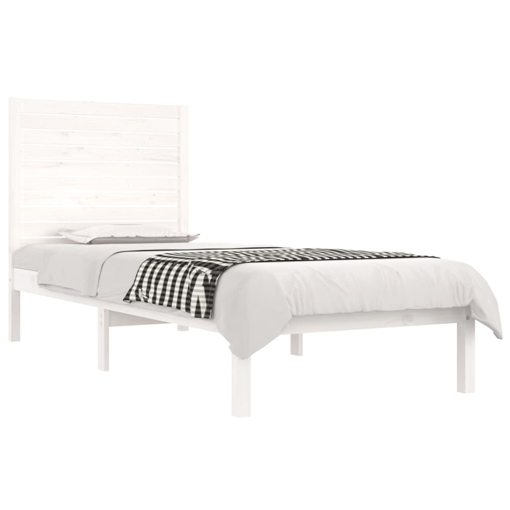 sengeramme 90x190 cm Single massivt træ hvid