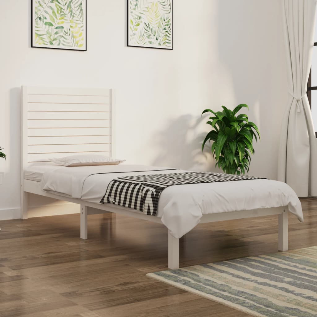 sengeramme 90x190 cm Single massivt træ hvid