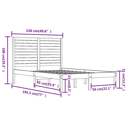 sengeramme 120x190 cm massivt træ