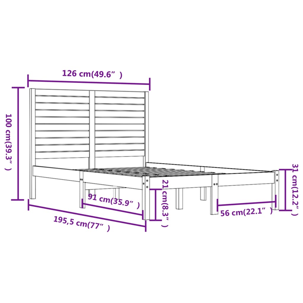sengeramme 120x190 cm massivt træ