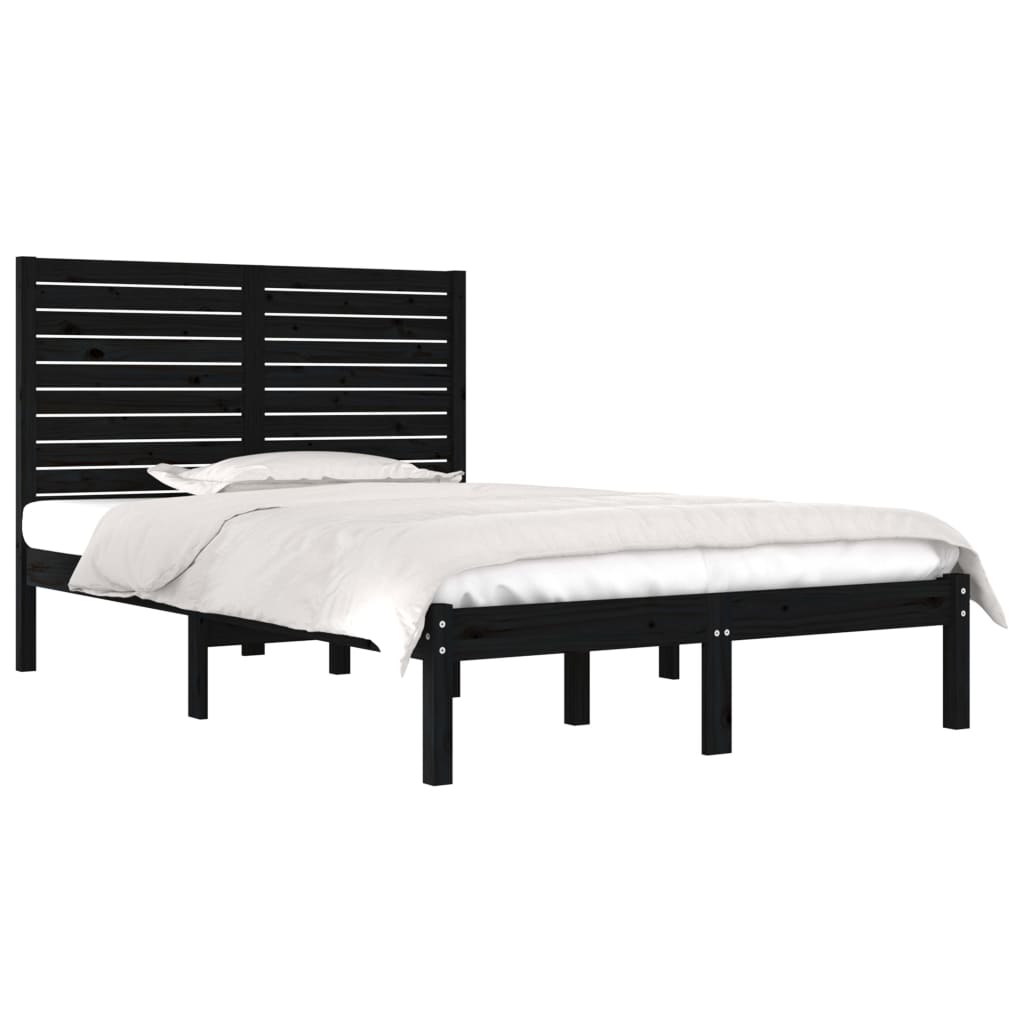 sengeramme 135x190 cm Double massivt fyrretræ sort