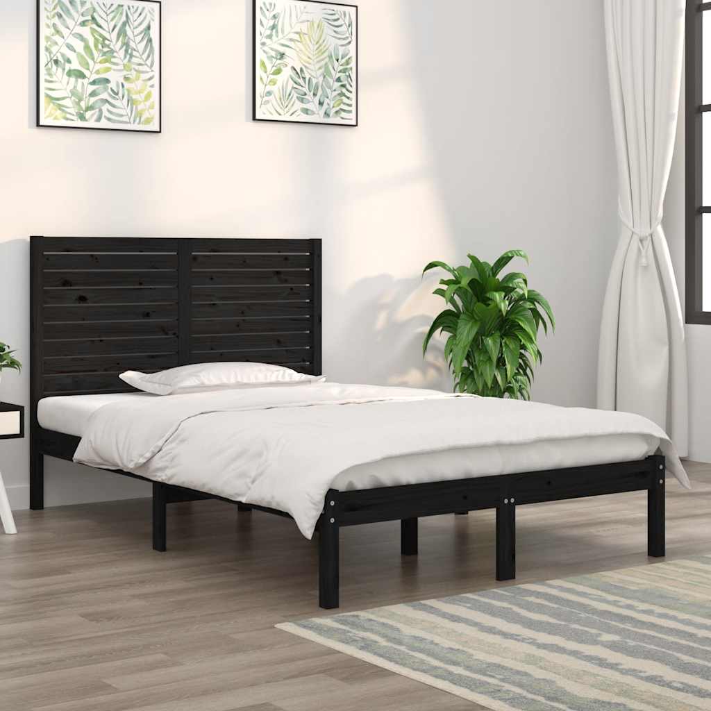 sengeramme 140x190 cm massivt træ sort