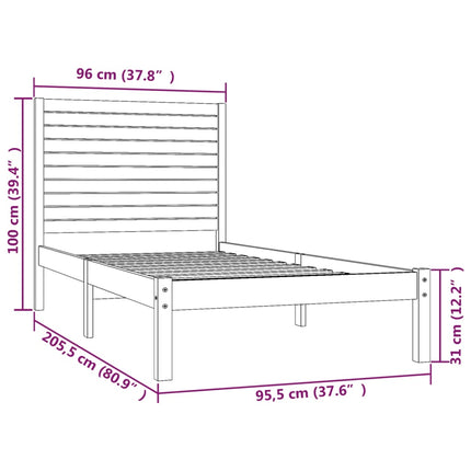 sengeramme 90x200 cm massivt træ