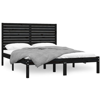 sengeramme 150x200 cm King Size massivt træ sort
