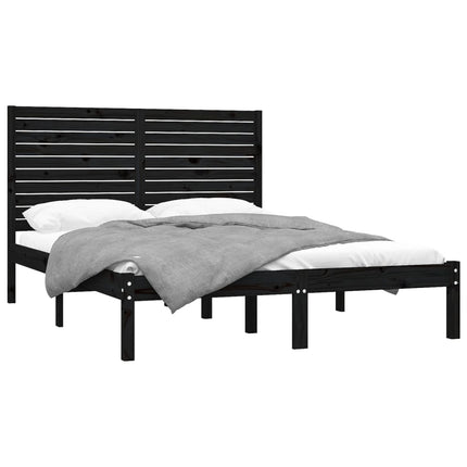 sengeramme 150x200 cm King Size massivt træ sort