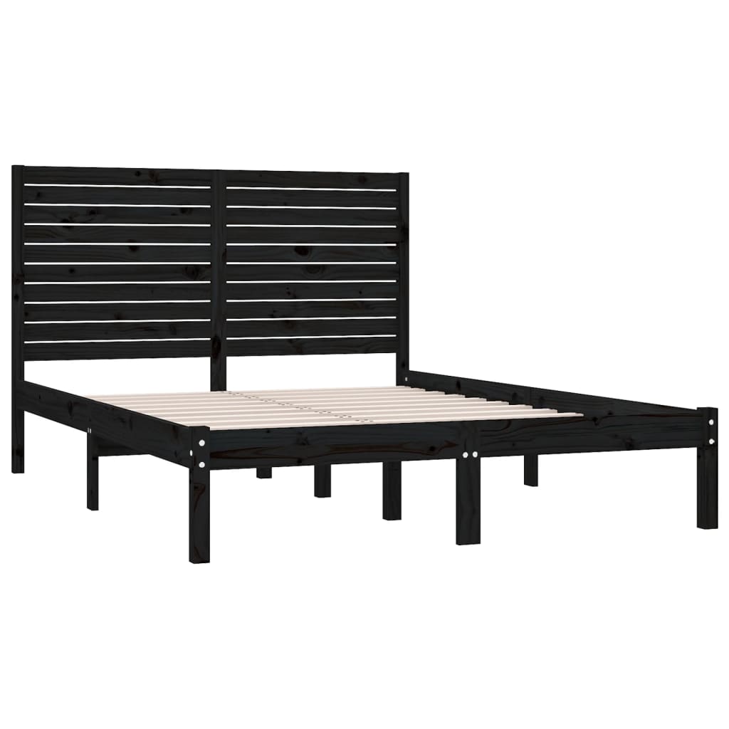 sengeramme 150x200 cm King Size massivt træ sort