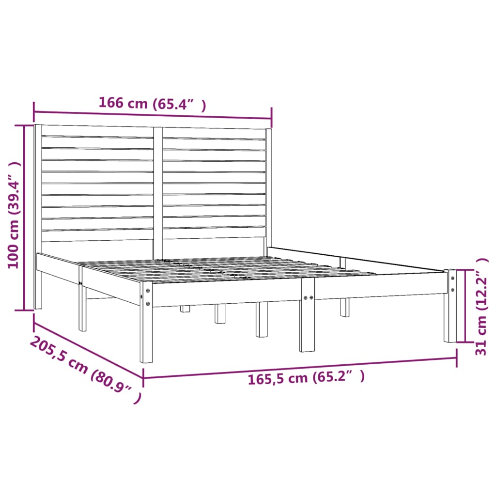 sengeramme 160x200 cm massivt træ hvid