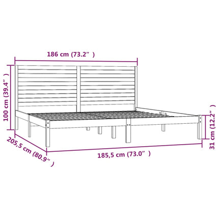 sengeramme 180x200 cm massivt fyrretræ