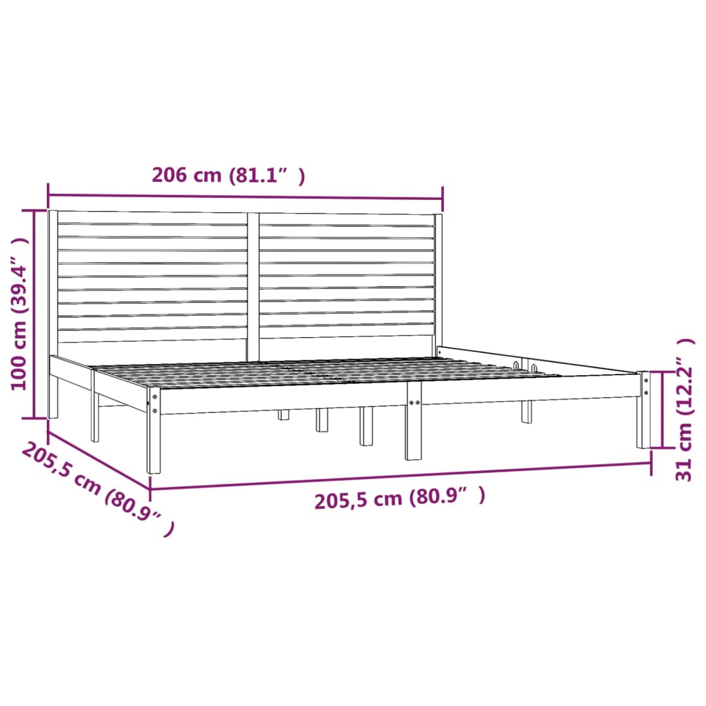 sengeramme 200x200 cm massivt træ