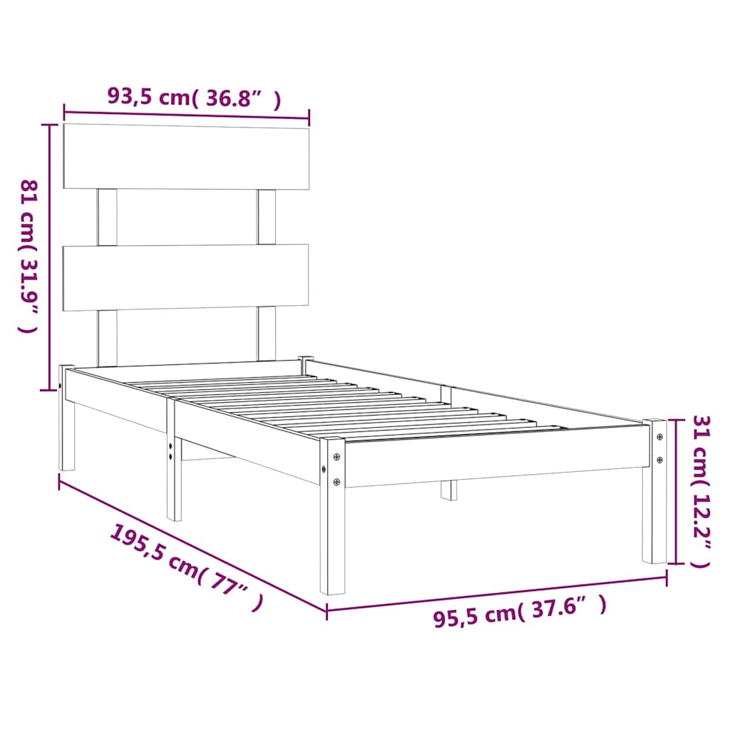 sengeramme 90x190 cm massivt træ