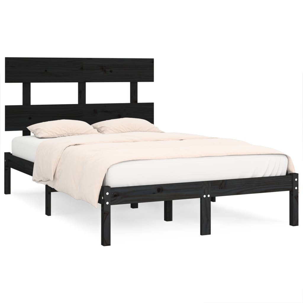 sengeramme 140x190 cm massivt træ sort