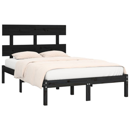 sengeramme 140x190 cm massivt træ sort