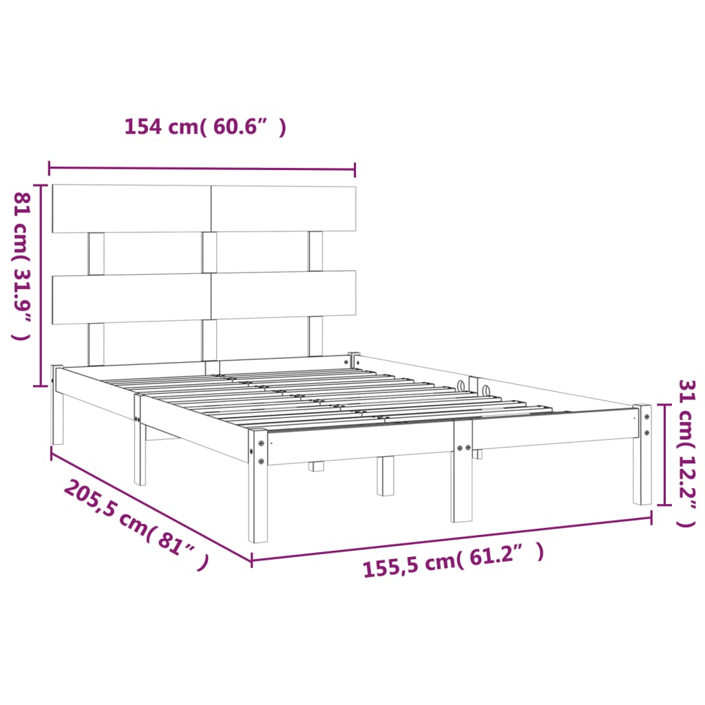 sengeramme 150x200 cm massivt træ