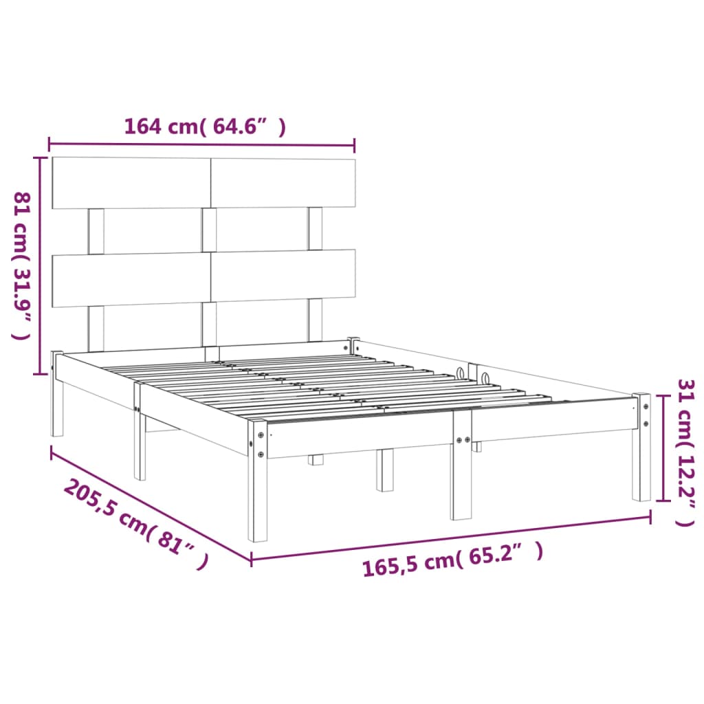 sengeramme 160x200 cm massivt træ