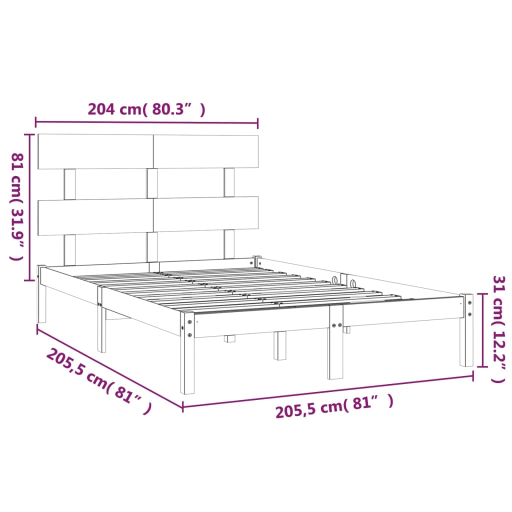 sengeramme 200x200 cm massivt træ hvid