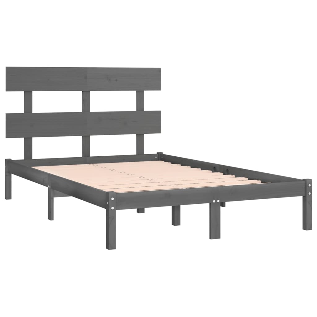 sengeramme 200x200 cm massivt træ grå
