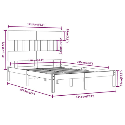 sengeramme 140x190 cm massivt træ
