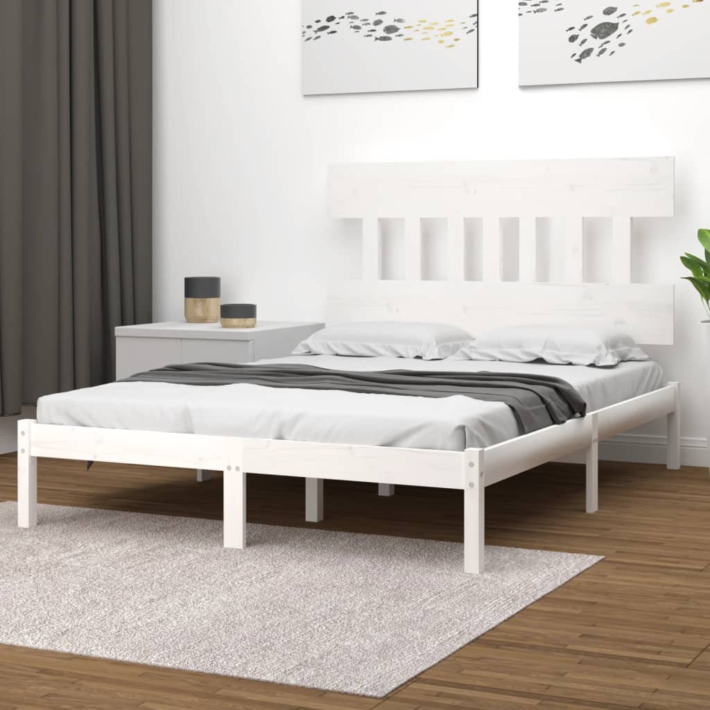 sengeramme 140x190 cm massivt træ hvid