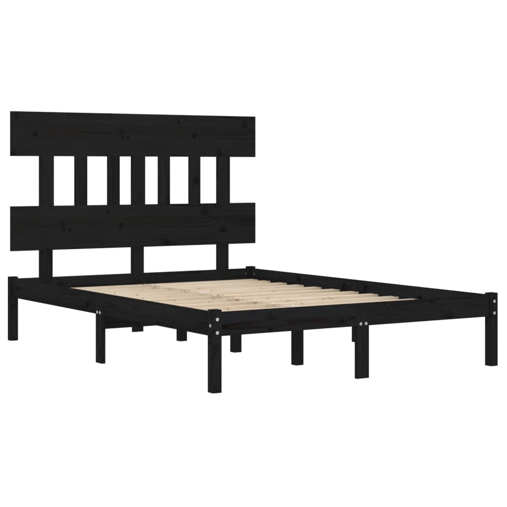 sengeramme 140x190 cm massivt træ sort