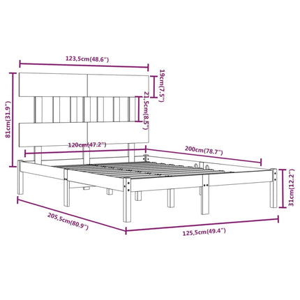 sengeramme 120x200 cm massivt træ hvid