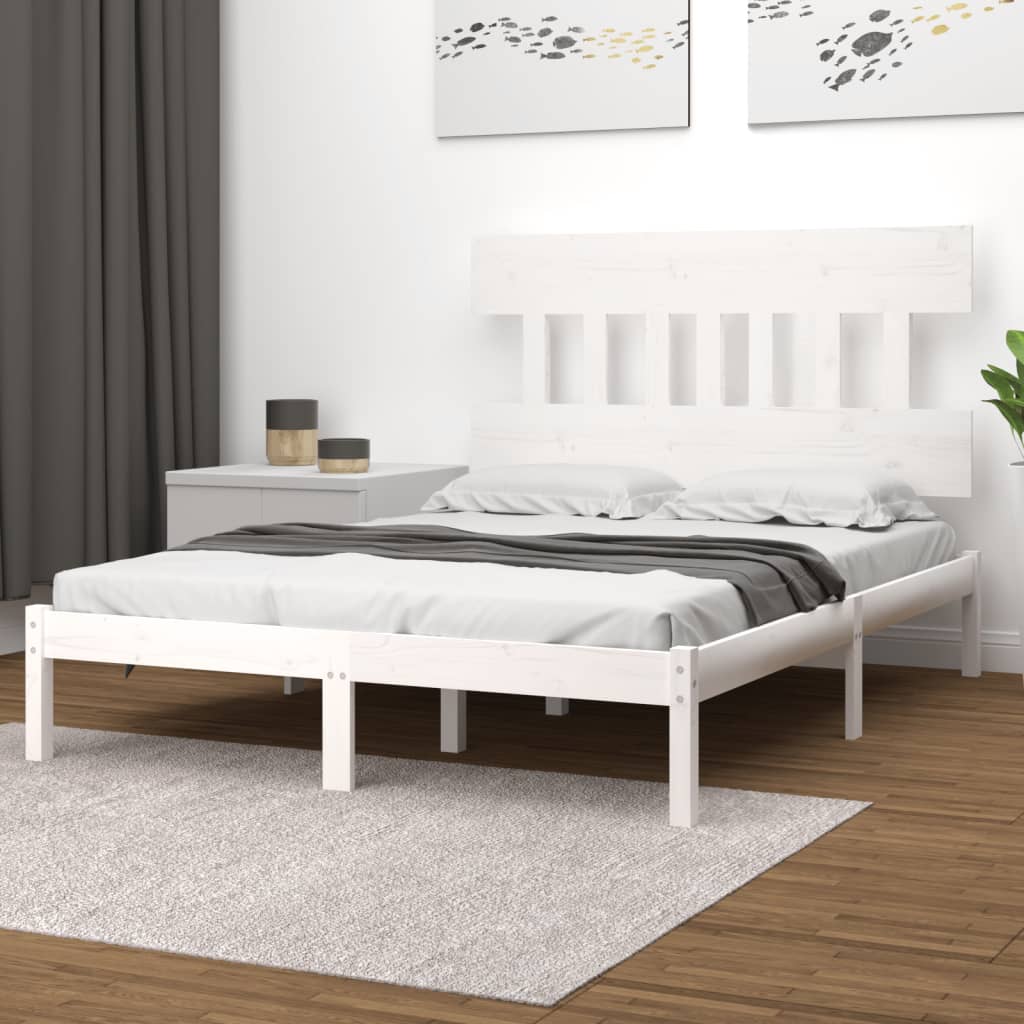 sengeramme 200x200 cm massivt træ hvid