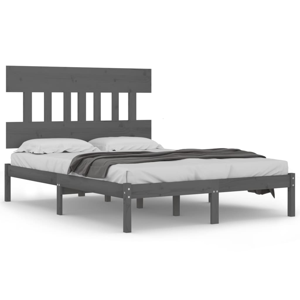 sengeramme 200x200 cm massivt træ grå