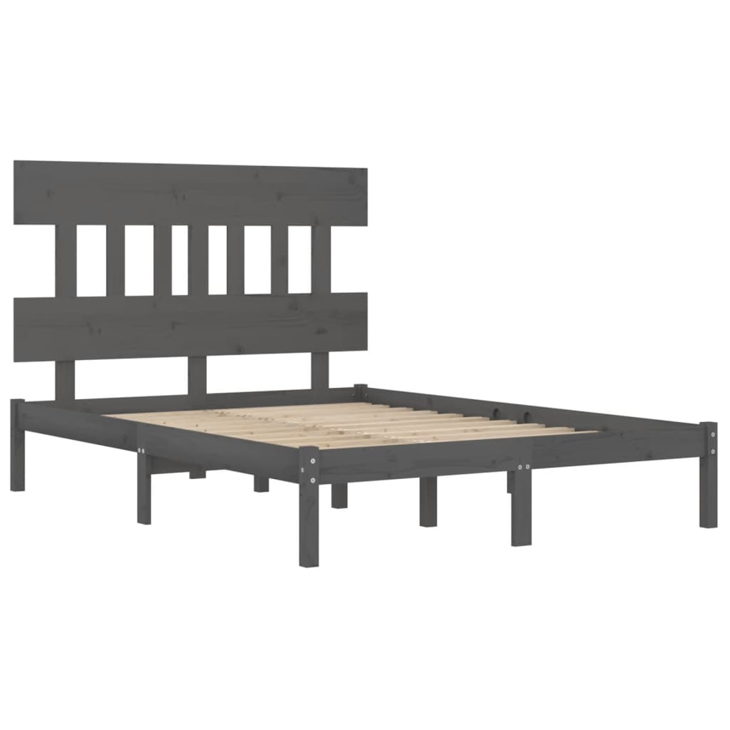 sengeramme 200x200 cm massivt træ grå