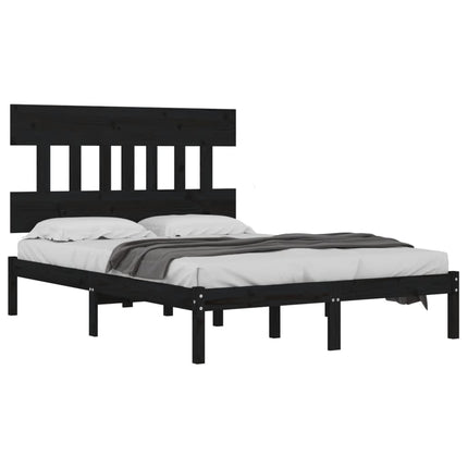 sengeramme 200x200 cm massivt træ sort