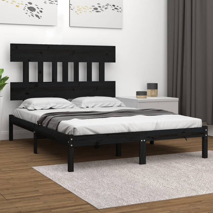 sengeramme 200x200 cm massivt træ sort