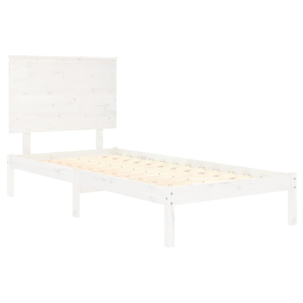 sengeramme 90x190 cm Single massivt træ hvid
