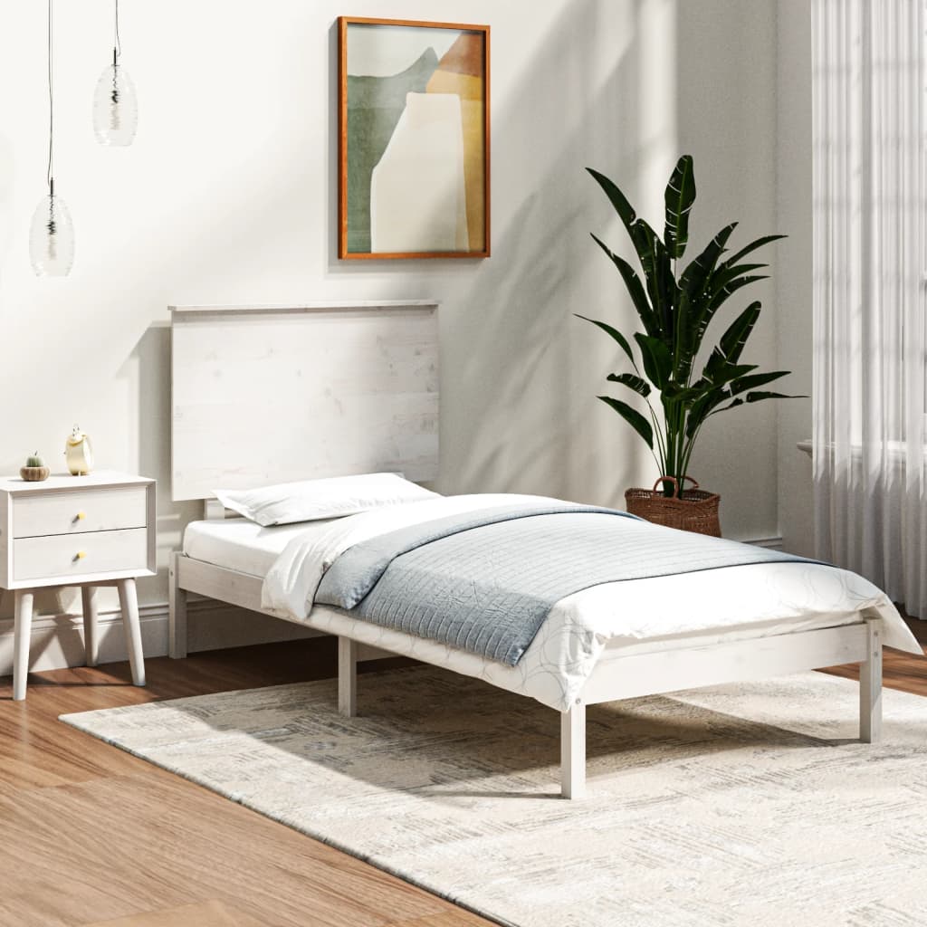 sengeramme 90x190 cm Single massivt træ hvid