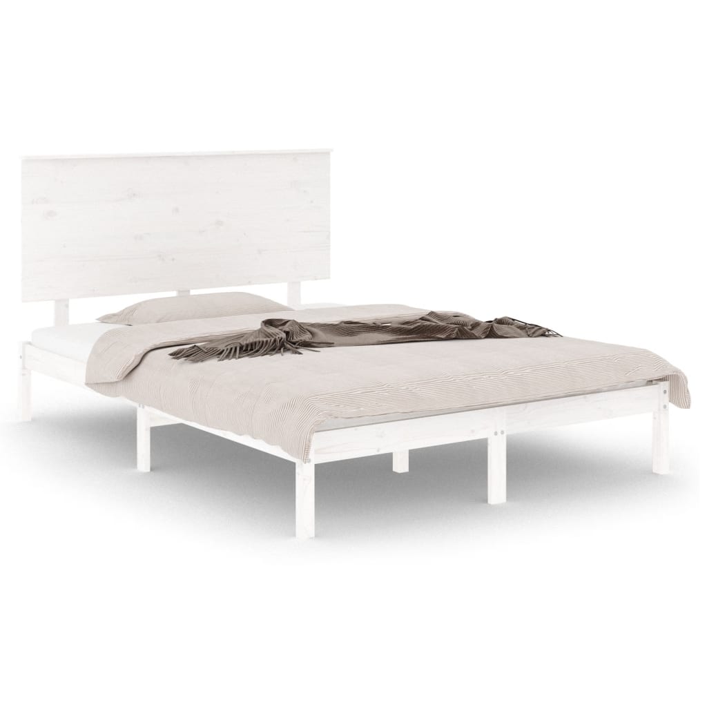 sengeramme uden madras 140x190 cm massivt fyrretræ hvid