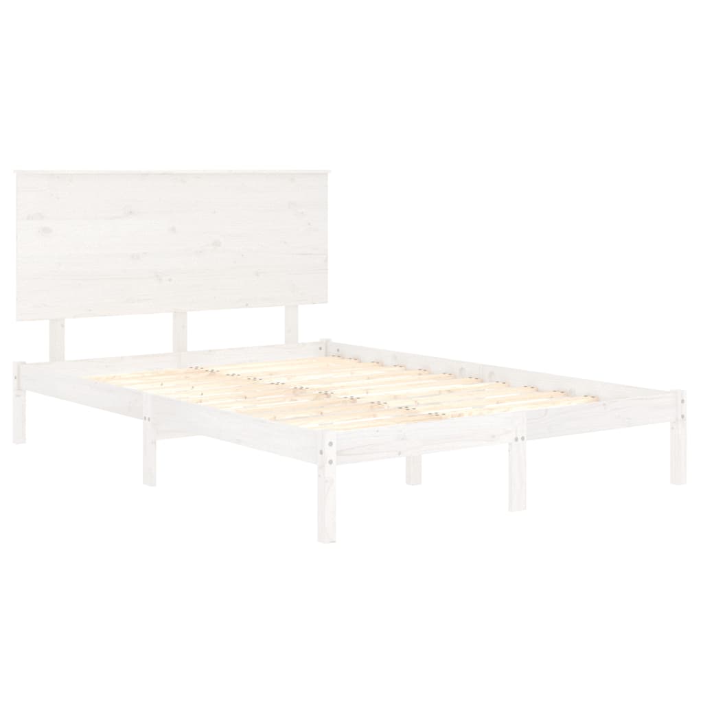 sengeramme uden madras 140x190 cm massivt fyrretræ hvid