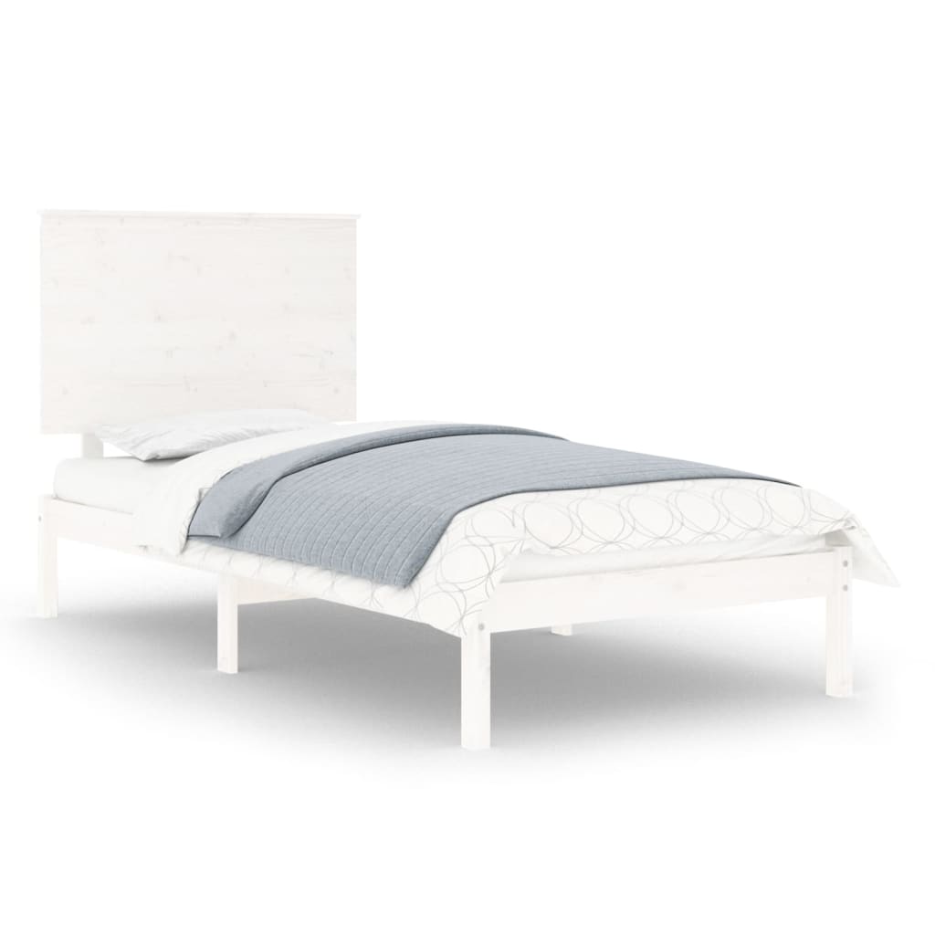 sengeramme uden madras 100x200 cm massivt fyrretræ hvid