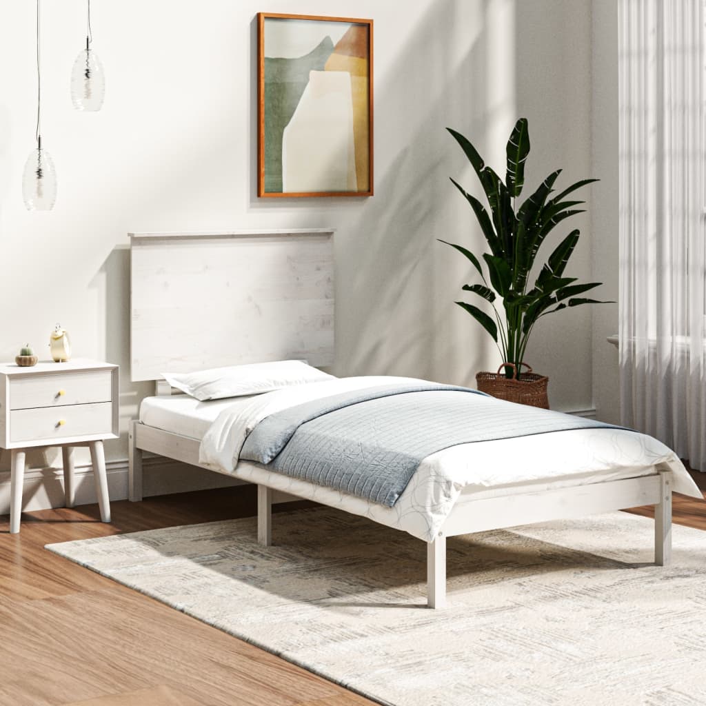 sengeramme uden madras 100x200 cm massivt fyrretræ hvid