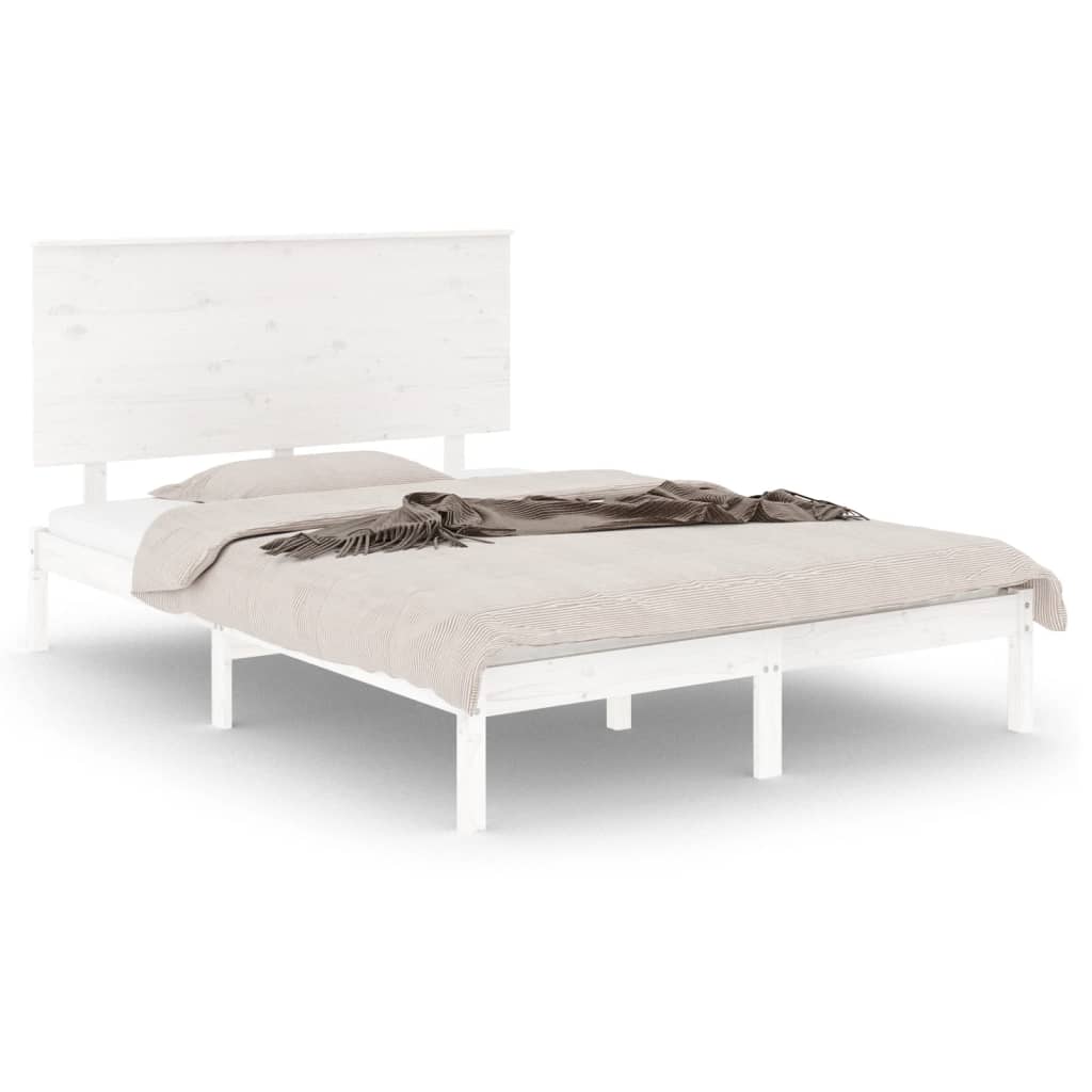 sengeramme uden madras 120x200 cm massivt fyrretræ hvid