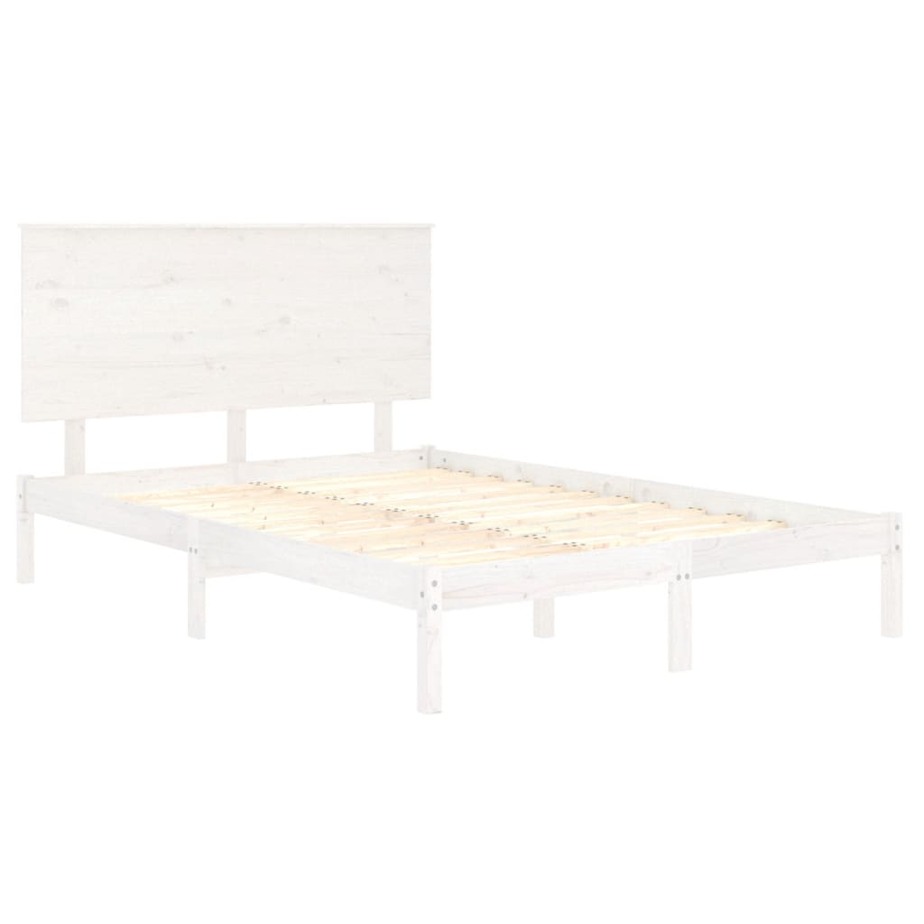 sengeramme uden madras 120x200 cm massivt fyrretræ hvid