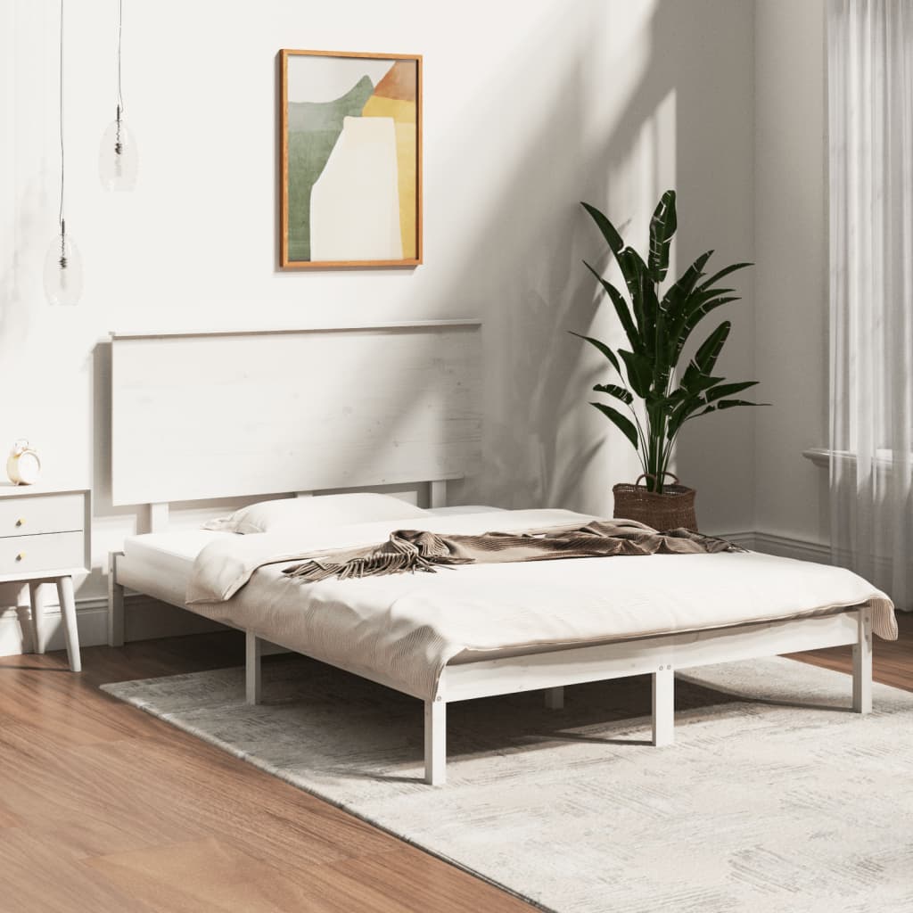 sengeramme uden madras 120x200 cm massivt fyrretræ hvid