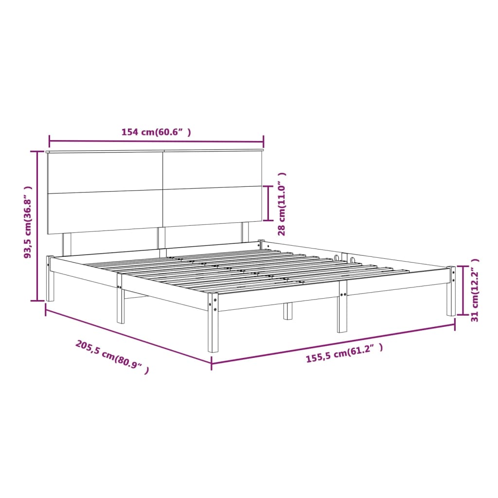 sengeramme 150x200 cm massivt træ