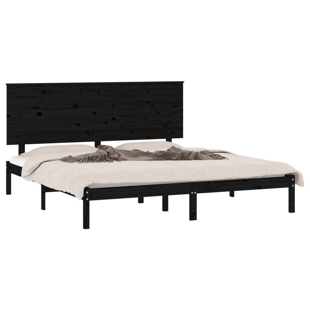 sengeramme 200x200 cm massivt fyrretræ sort