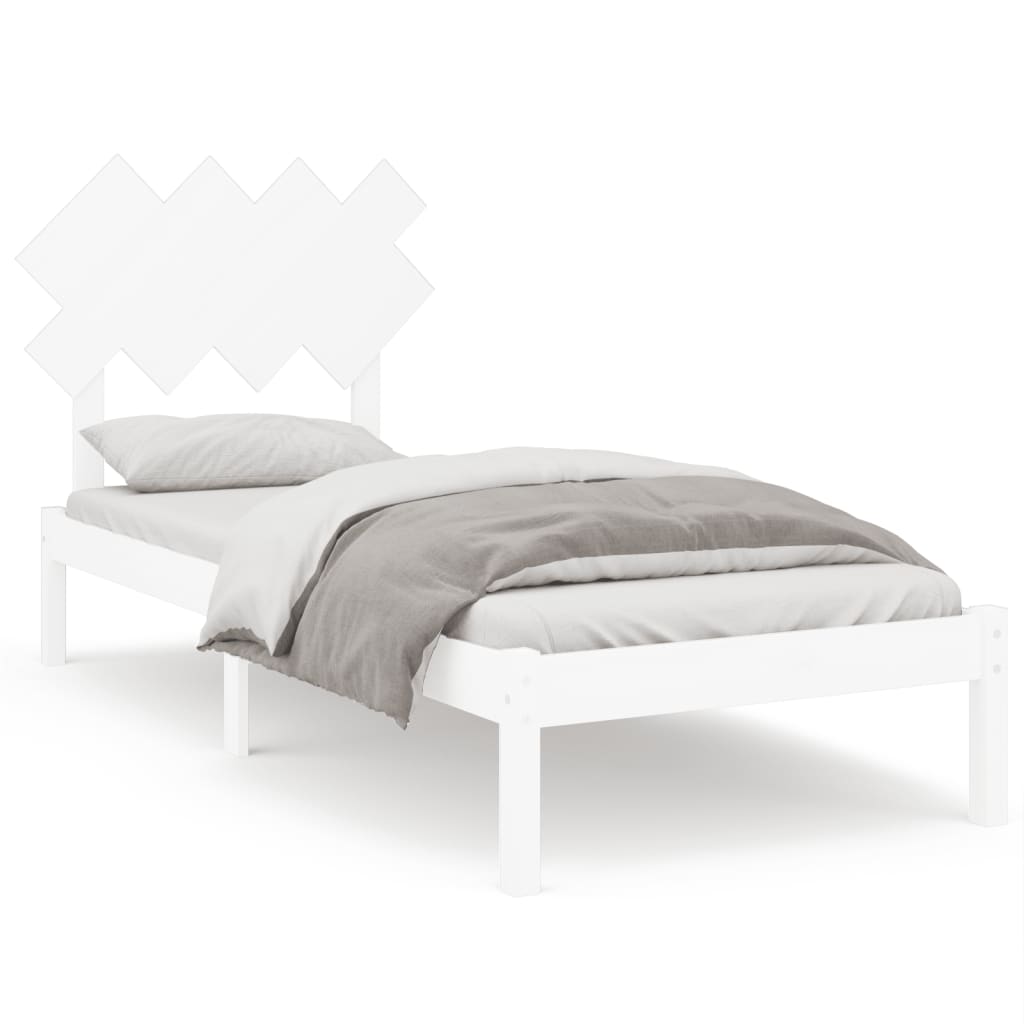 sengeramme 90x190 cm Single massivt træ hvid