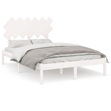sengeramme 135x190 cm dobbelt massivt træ hvid