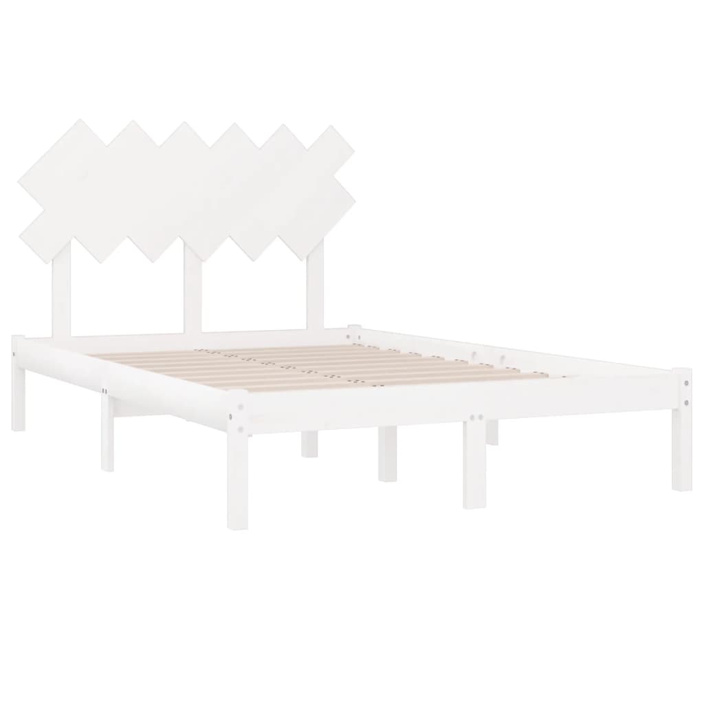 sengeramme 135x190 cm dobbelt massivt træ hvid