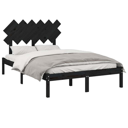 sengeramme 135x190 cm dobbelt massivt træ sort