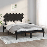 sengeramme 135x190 cm dobbelt massivt træ sort