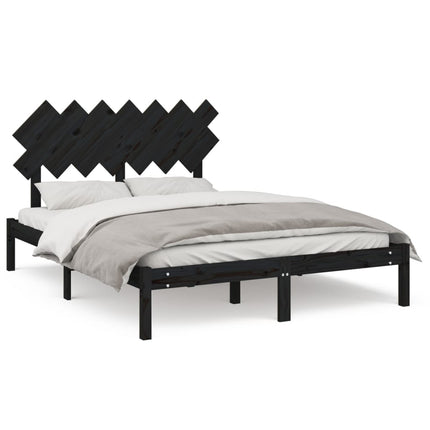sengeramme 140x190 cm massivt træ sort