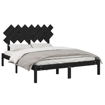 sengeramme 140x190 cm massivt træ sort