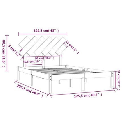 sengeramme 120x200 cm massivt træ hvid